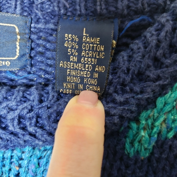 Vintage 80s colorful argyle grandpa sweater - Picture 2 of 4